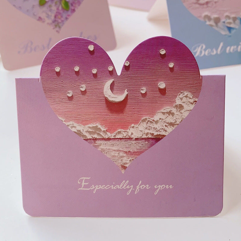 Wholesale of 10pcs/pack Mother's Day Love 3D Oil Painting Flowers Paper Greeting Cards